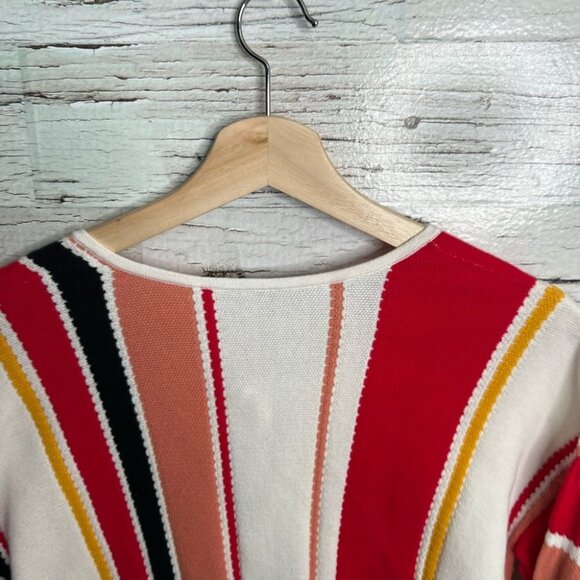 LOFT Ann Taylor striped top size small red orange - Picture 7 of 9